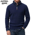 Cavendish Cable-Knit Half-Zip in navy